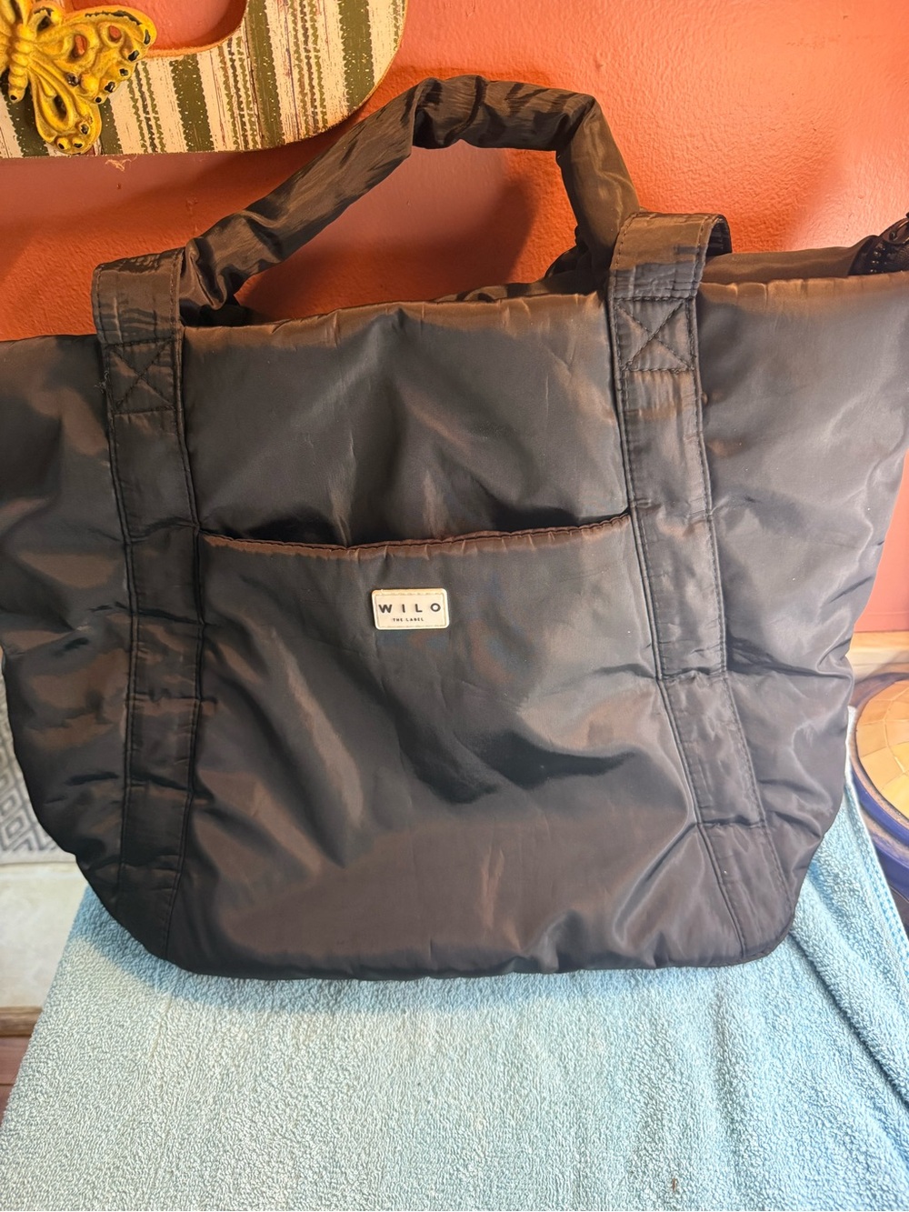 WIL O Black Quilted Tote Bag